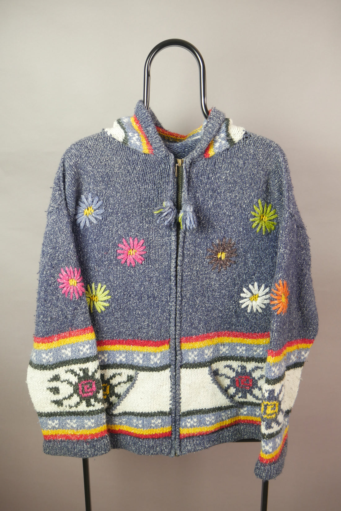 The Vintage Floral Embroidered  Hoodie (Women's L)