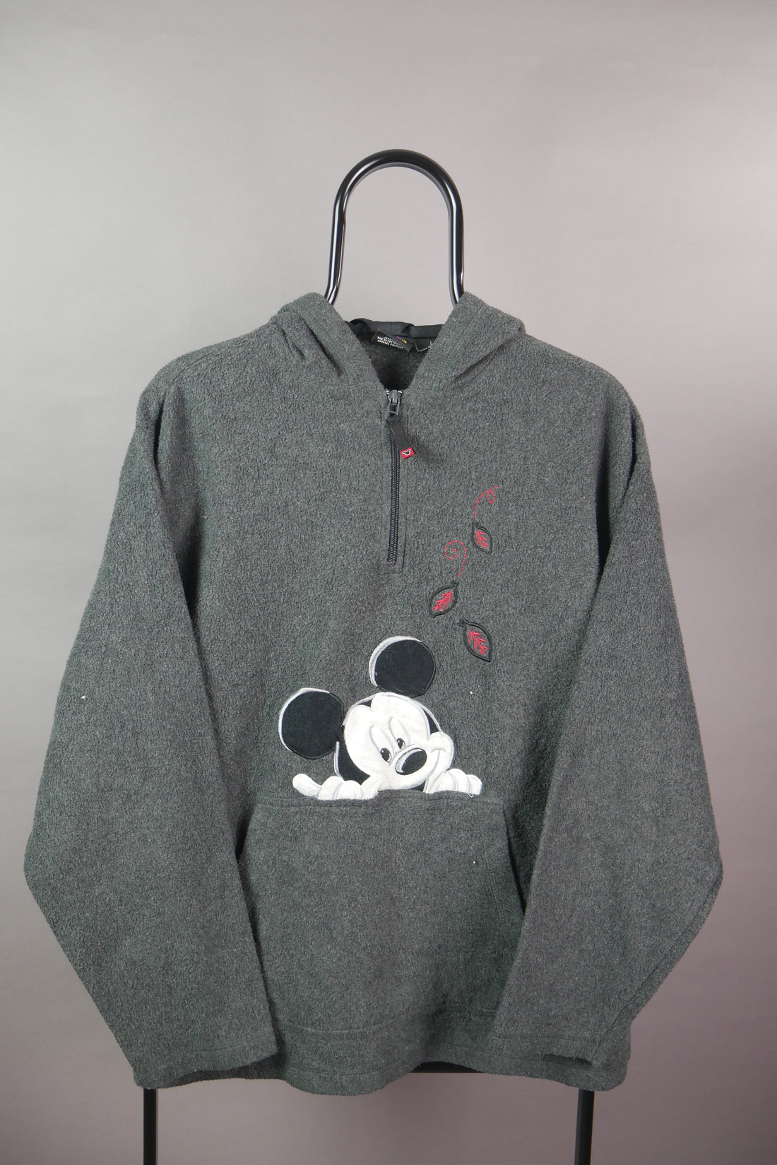 The Mickey Embroidered 1/4 Zip Fleece Hoodie (L)