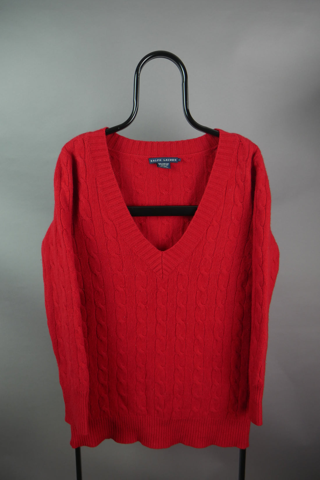The Ralph Lauren Cable Knit V Neck Sweater (L)