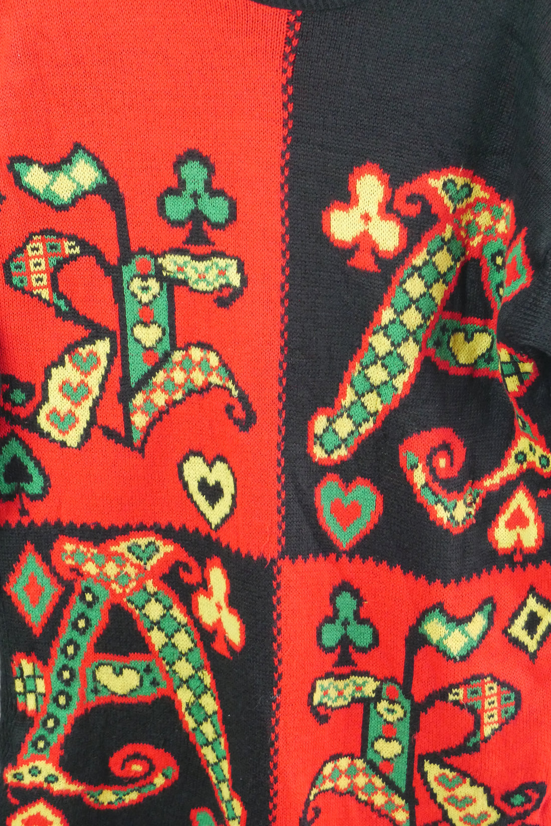 The Vintage Playing Card Style Knit Jumper (L)