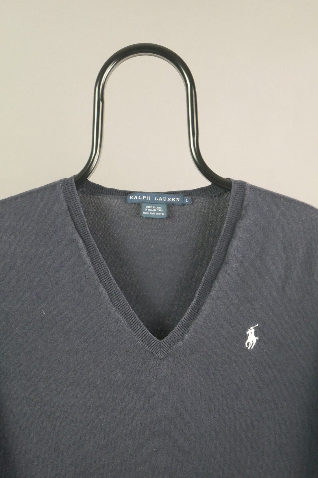 The Ralph Lauren Embroidered Logo V Neck Jumper (L)